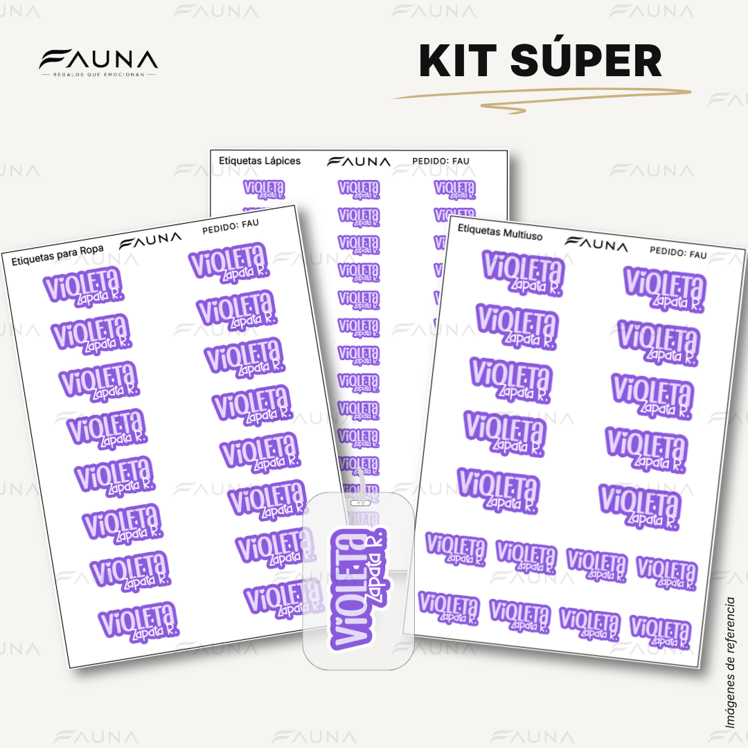 Pop Name – Violeta 💜 - Etiquetas Escolares Premium Personalizadas