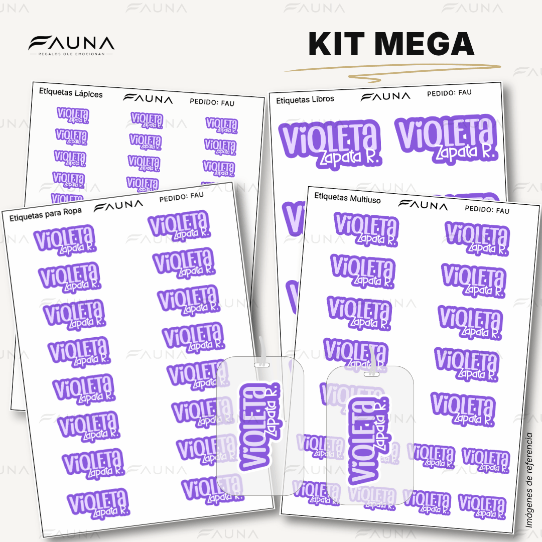 Pop Name – Violeta 💜 - Etiquetas Escolares Premium Personalizadas