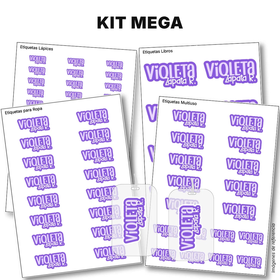 Pop Name Violeta – Etiquetas Escolares Personalizadas