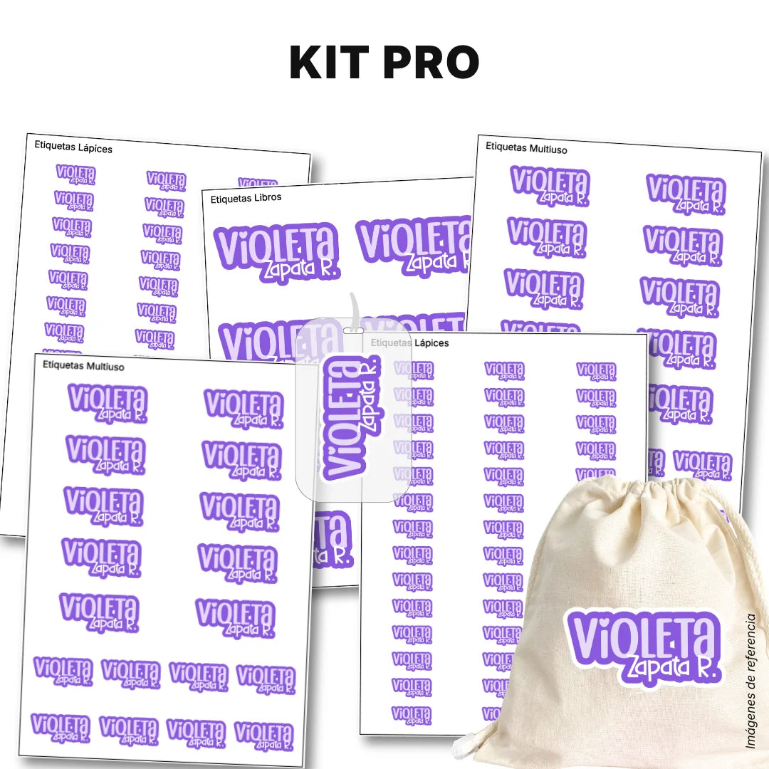 Pop Name Violeta – Etiquetas Escolares Personalizadas