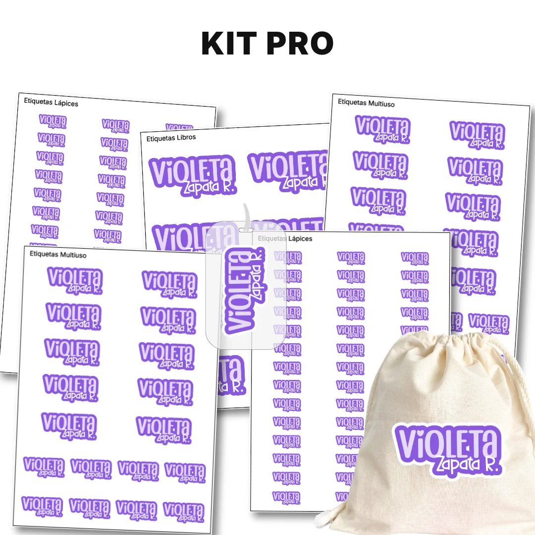 Pop Name Violeta – Etiquetas Escolares Personalizadas