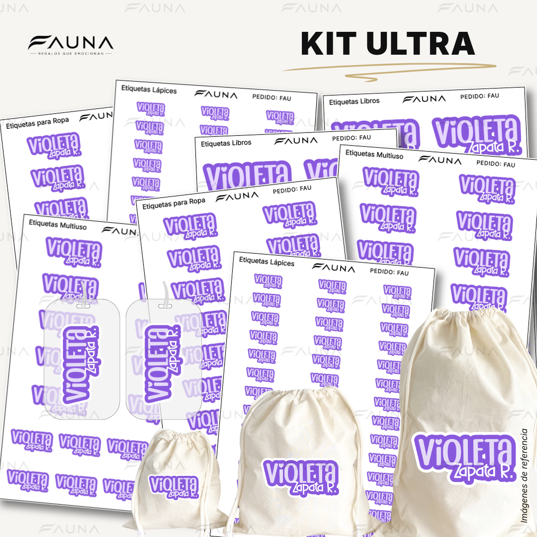 Pop Name – Violeta 💜 - Etiquetas Escolares Premium Personalizadas