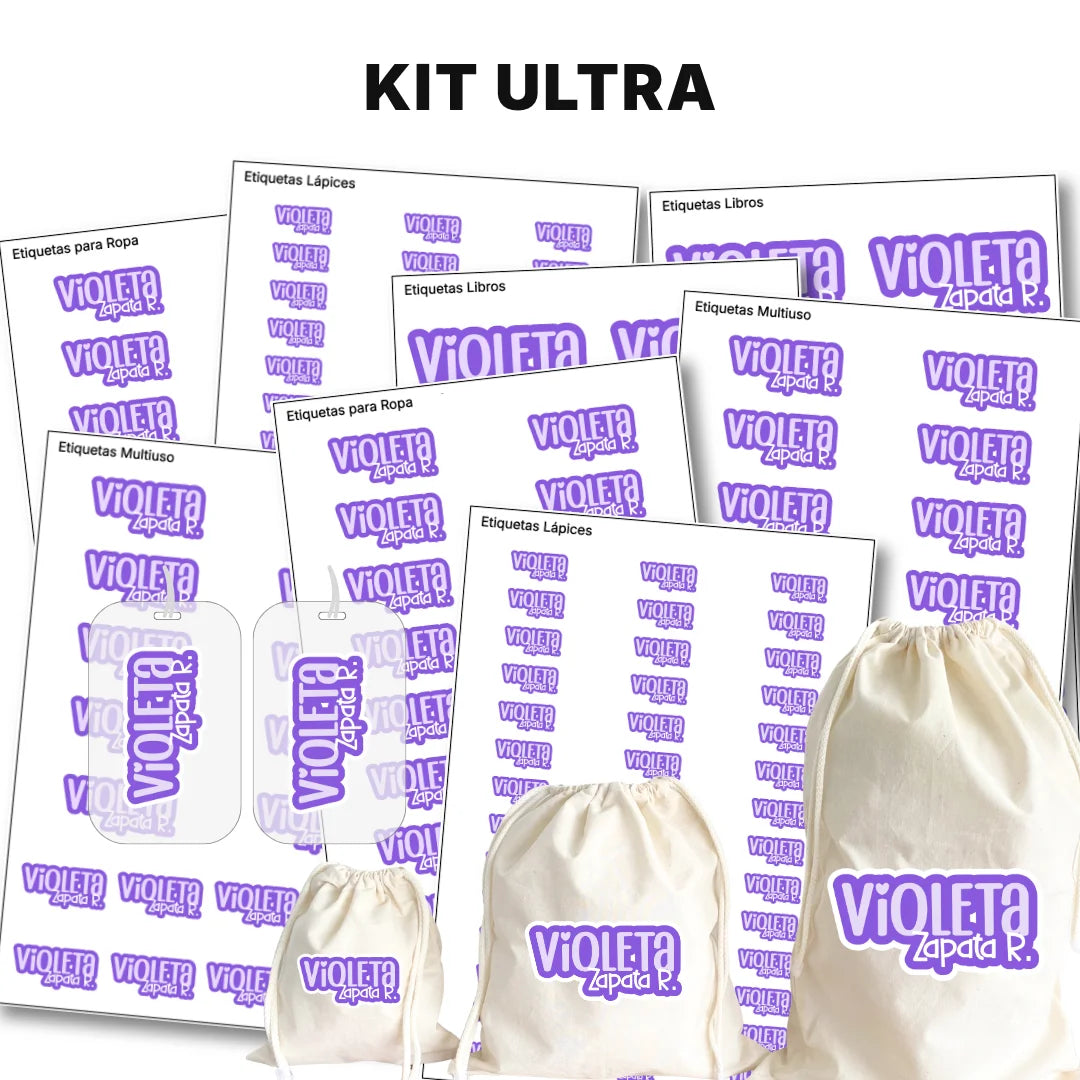 Pop Name Violeta – Etiquetas Escolares Personalizadas