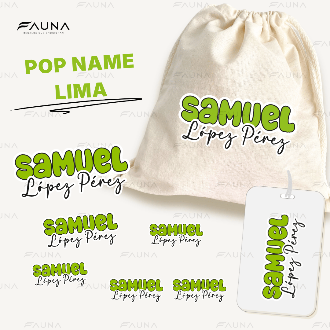 Pop Name – Lima 🟢 - Etiquetas Escolares Premium Personalizadas