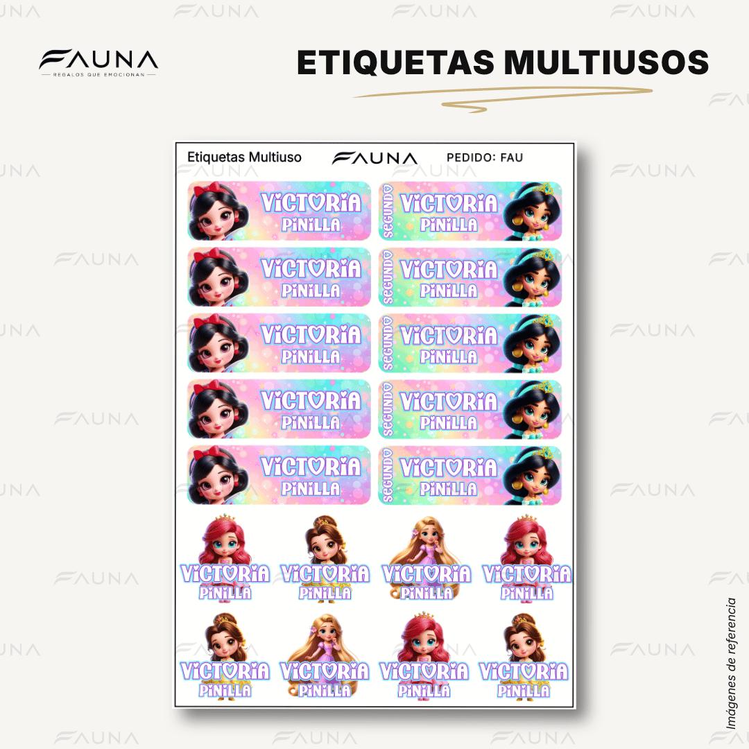 Princesas de Cuento 👑 - Etiquetas Escolares Premium Personalizadas