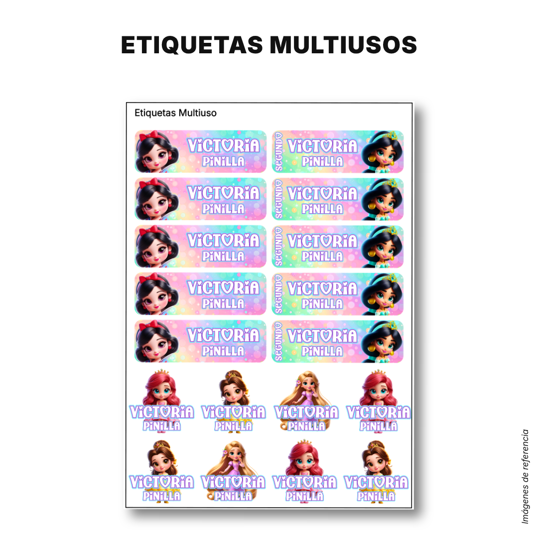 Princesas de Cuento – Etiquetas Escolares Personalizadas