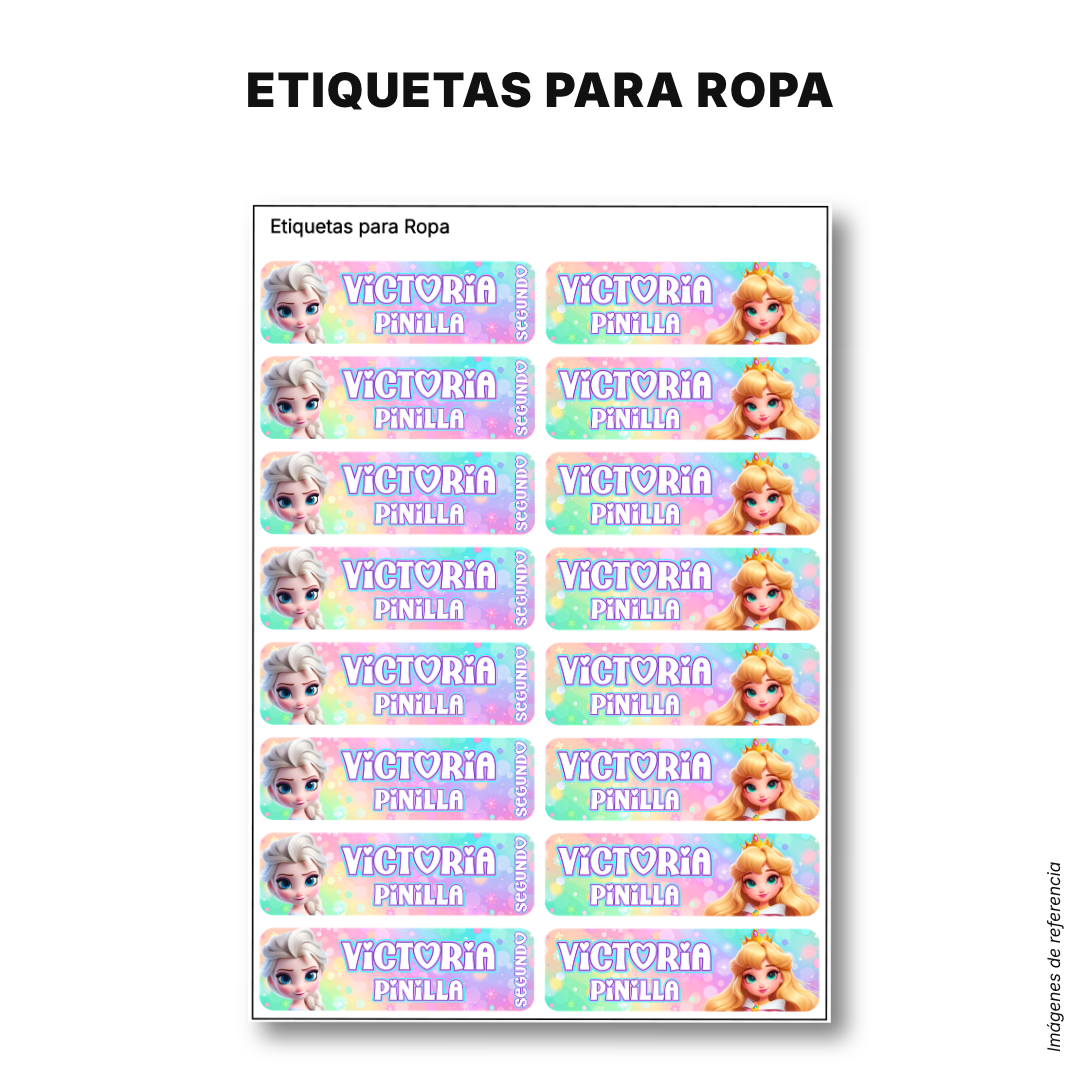 Princesas de Cuento – Etiquetas Escolares Personalizadas