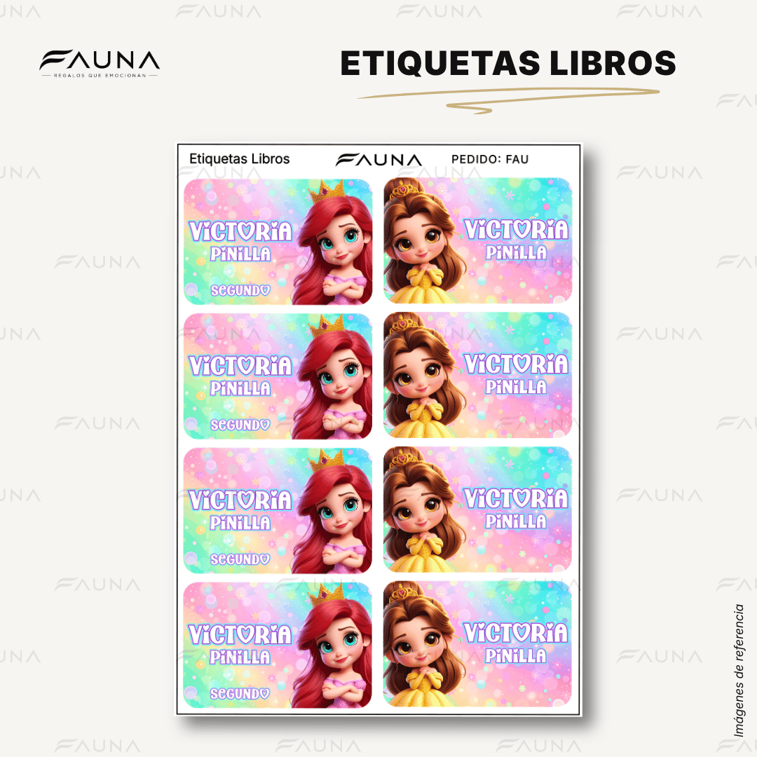 Princesas de Cuento 👑 - Etiquetas Escolares Premium Personalizadas