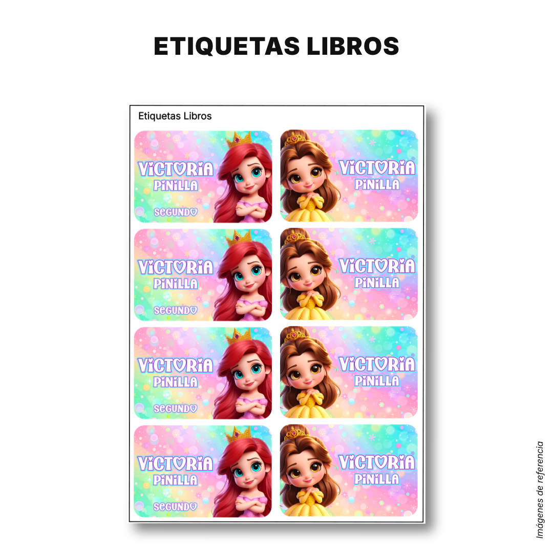 Princesas de Cuento – Etiquetas Escolares Personalizadas