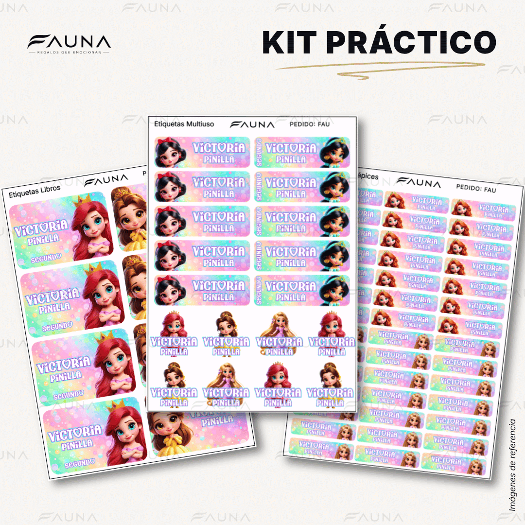 Princesas de Cuento 👑 - Etiquetas Escolares Premium Personalizadas