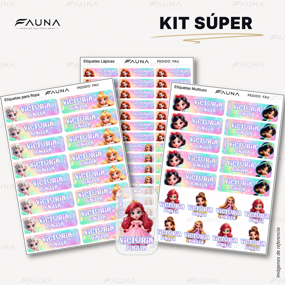 Princesas de Cuento 👑 - Etiquetas Escolares Premium Personalizadas