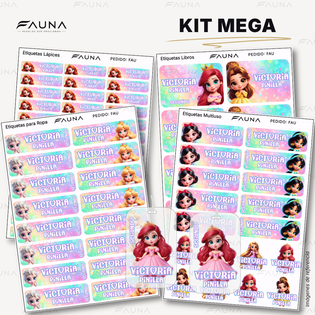 Princesas de Cuento 👑 - Etiquetas Escolares Premium Personalizadas