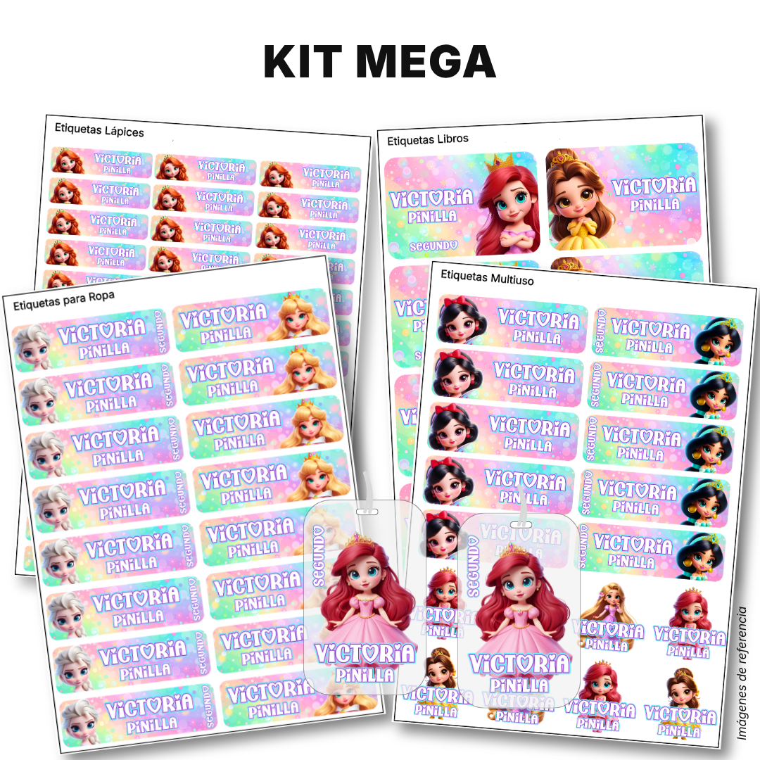 Princesas de Cuento – Etiquetas Escolares Personalizadas