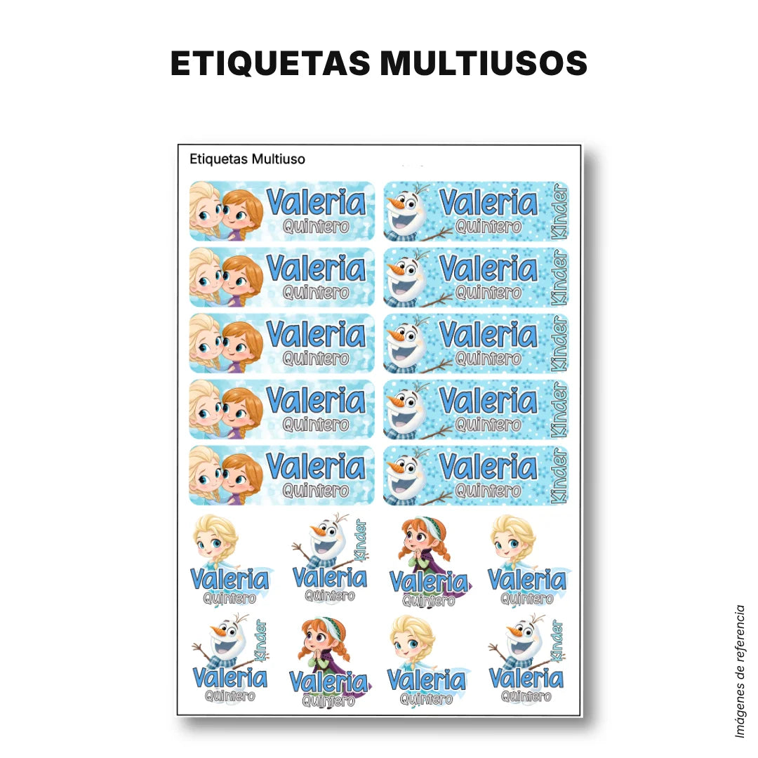 Princesas de Hielo – Etiquetas Escolares Personalizadas