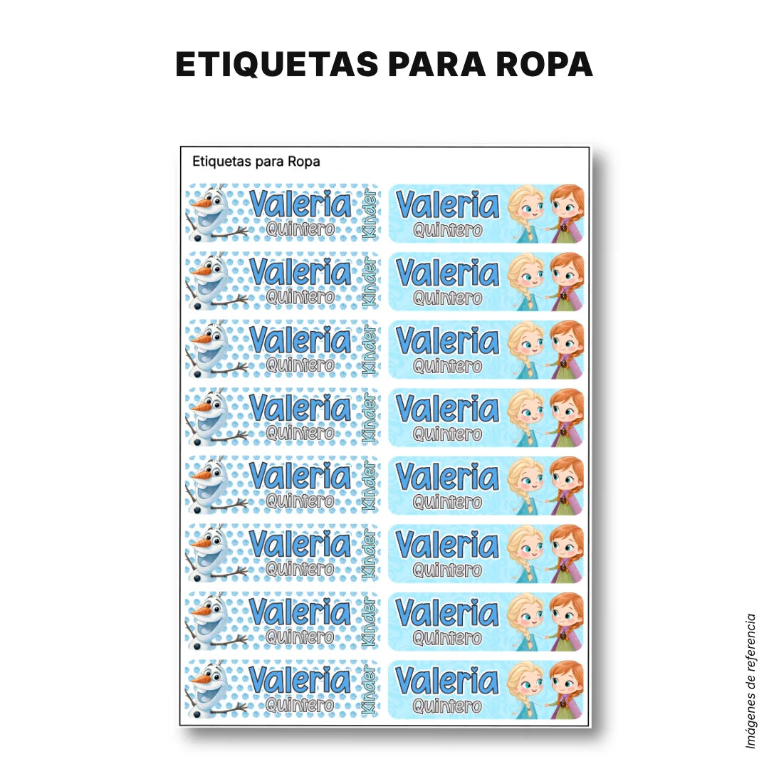 Princesas de Hielo – Etiquetas Escolares Personalizadas