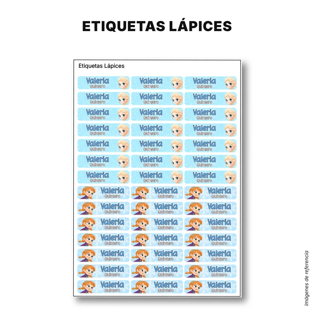 Princesas de Hielo – Etiquetas Escolares Personalizadas