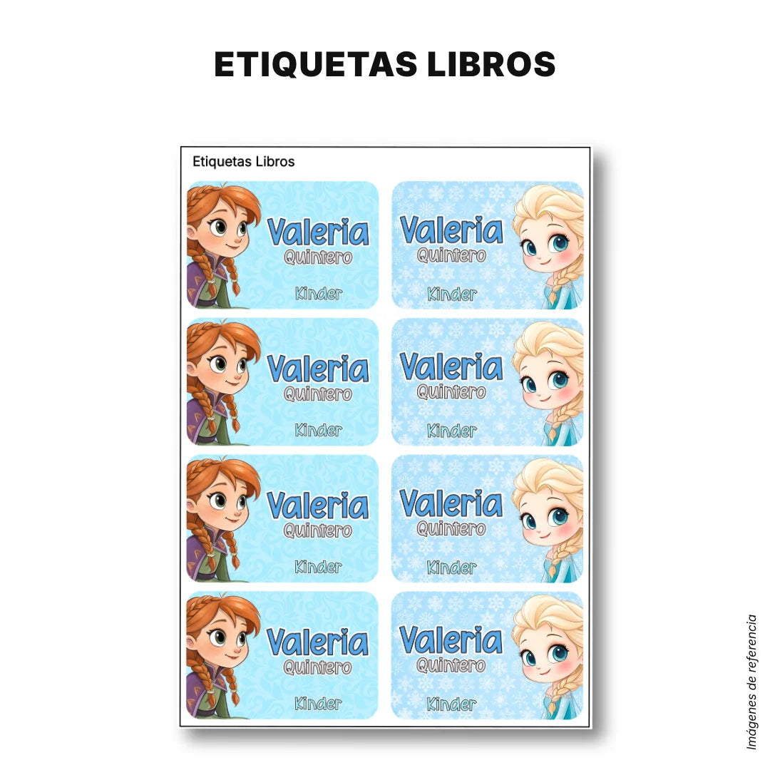 Princesas de Hielo – Etiquetas Escolares Personalizadas