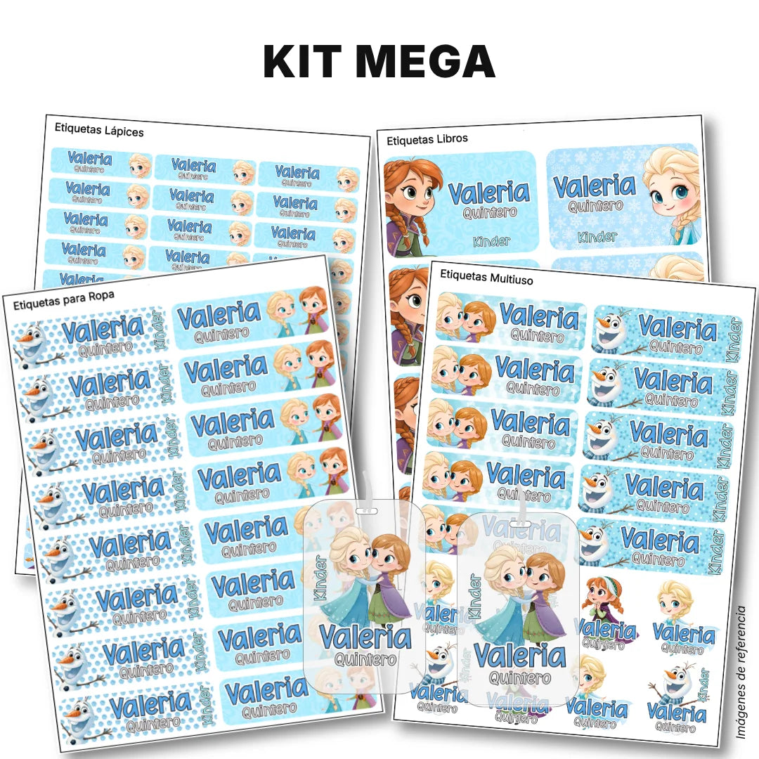 Princesas de Hielo – Etiquetas Escolares Personalizadas