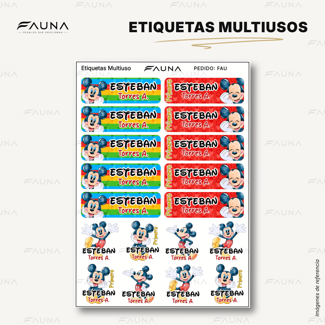 Ratón Clásico 🐭 - Etiquetas Escolares Premium Personalizadas