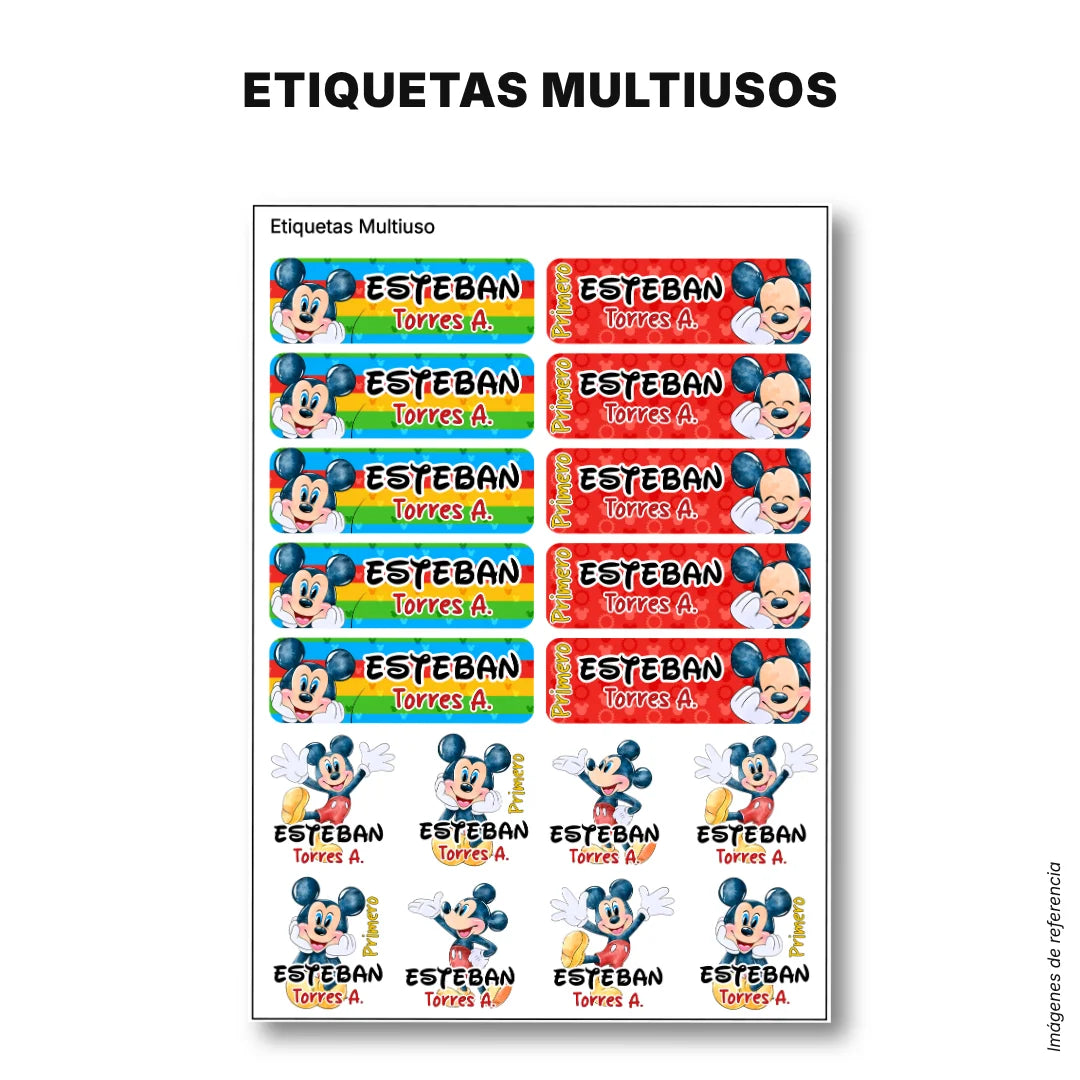 Ratón Clásico – Etiquetas Escolares Personalizadas