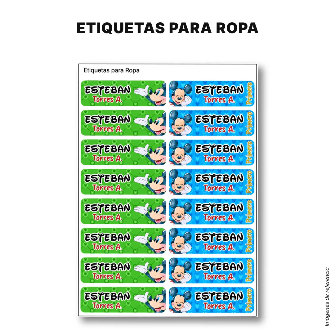 Ratón Clásico – Etiquetas Escolares Personalizadas