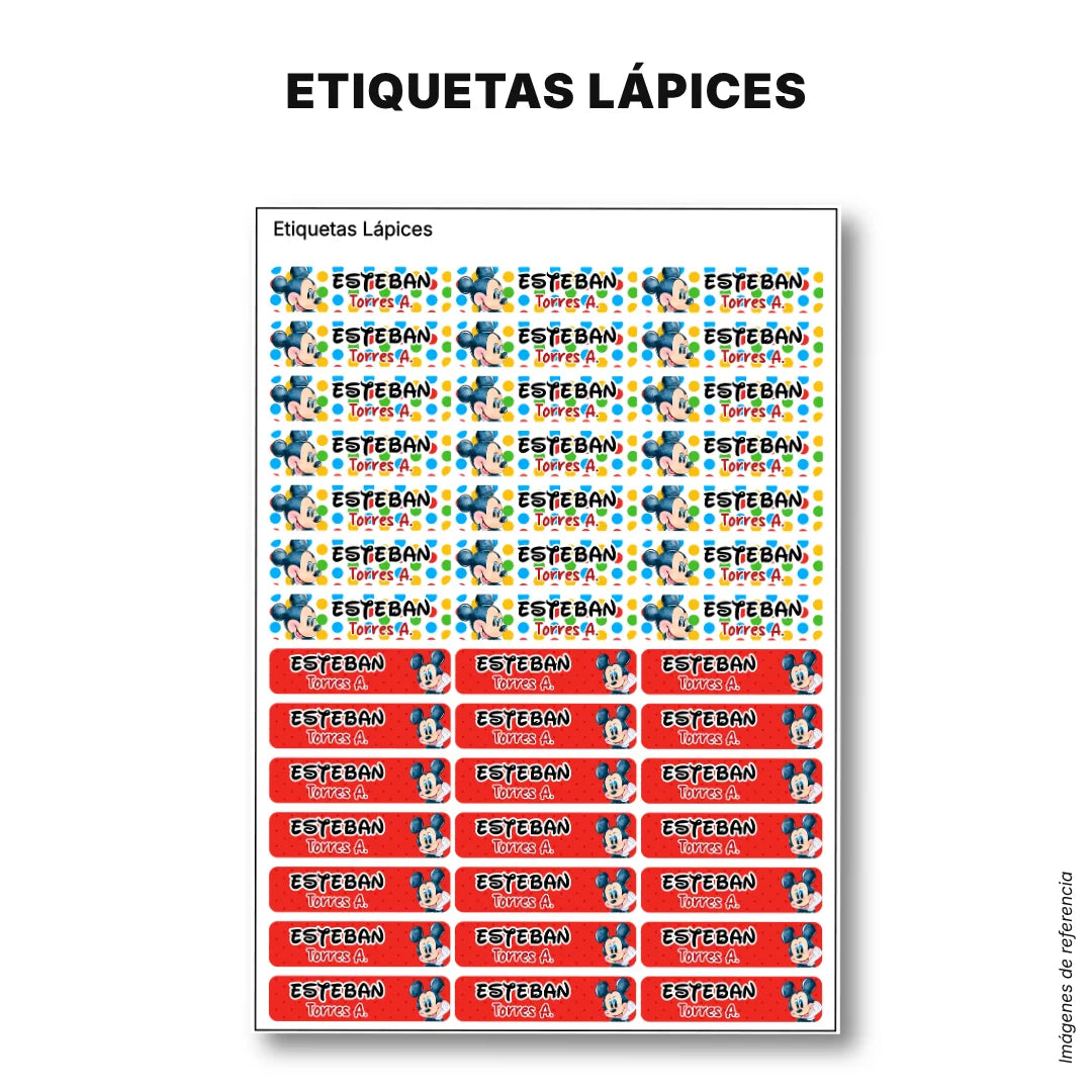Ratón Clásico – Etiquetas Escolares Personalizadas
