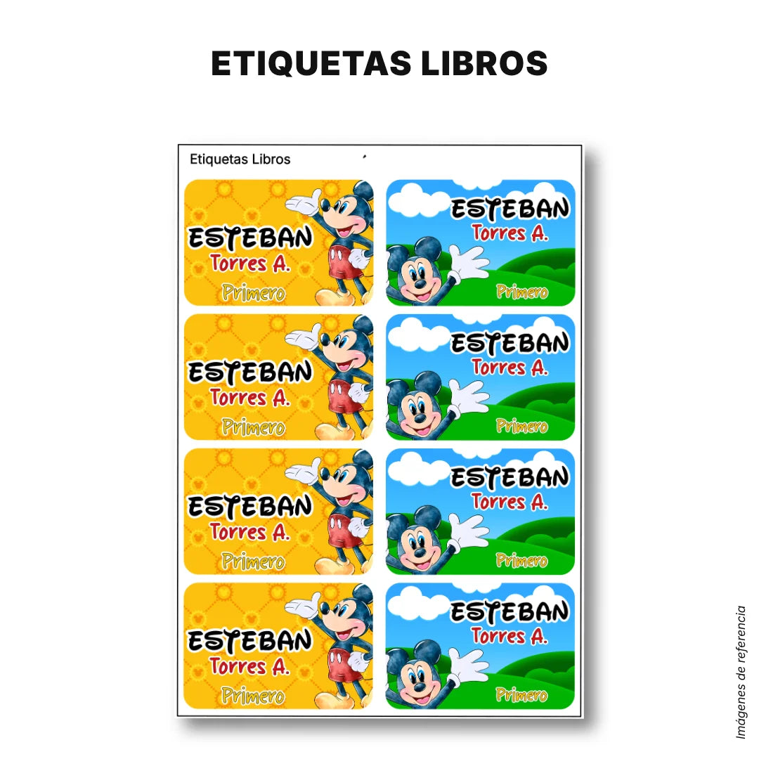 Ratón Clásico – Etiquetas Escolares Personalizadas
