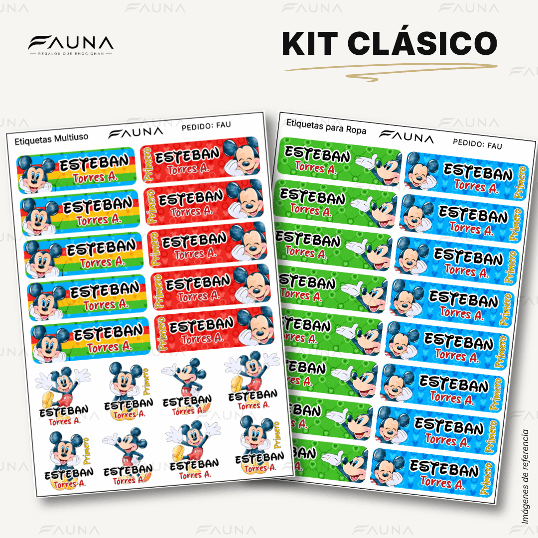 Ratón Clásico 🐭 - Etiquetas Escolares Premium Personalizadas