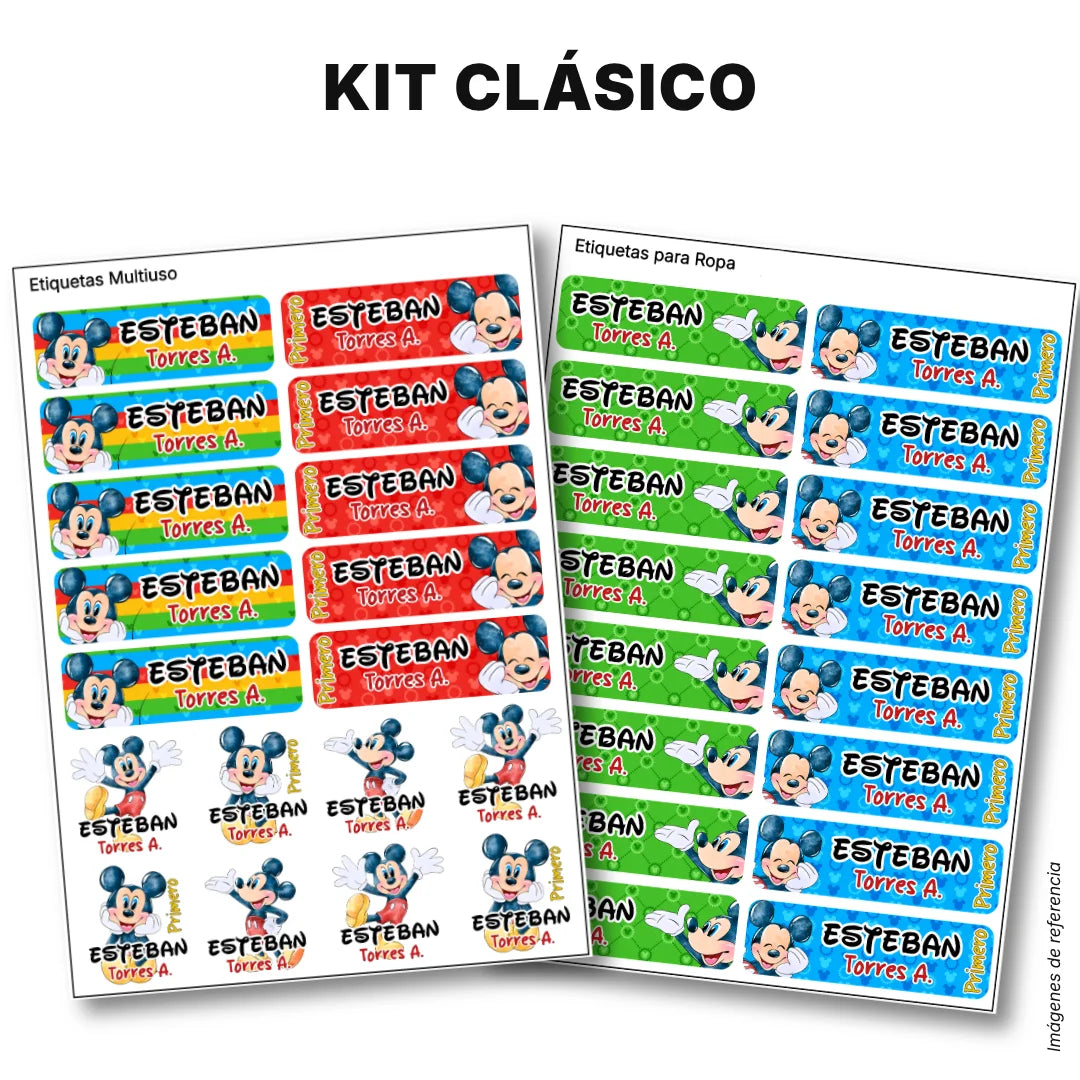 Ratón Clásico – Etiquetas Escolares Personalizadas