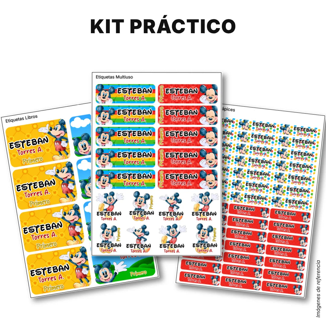 Ratón Clásico – Etiquetas Escolares Personalizadas