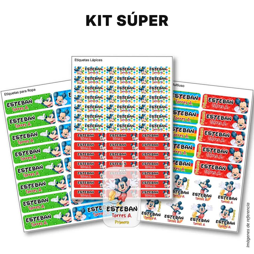 Ratón Clásico – Etiquetas Escolares Personalizadas