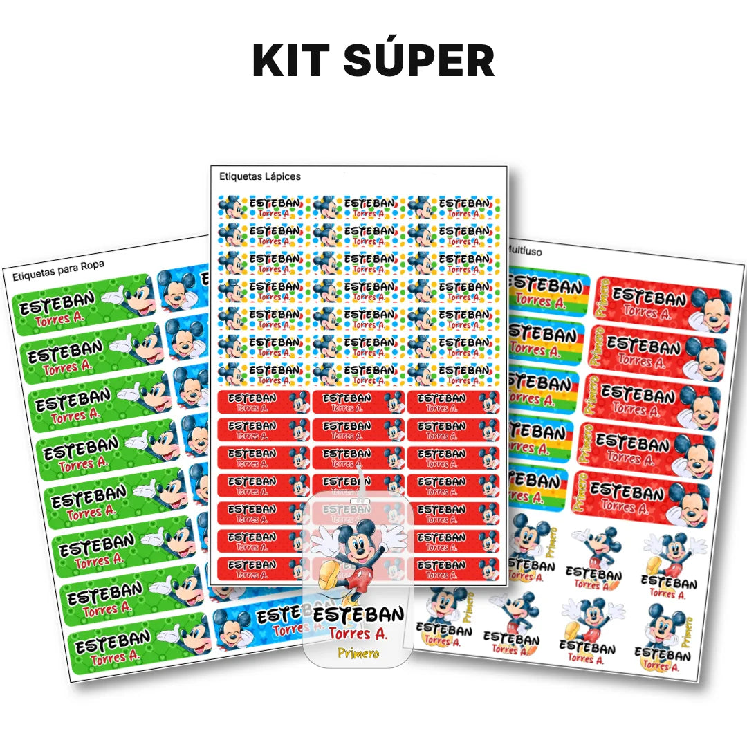 Ratón Clásico – Etiquetas Escolares Personalizadas