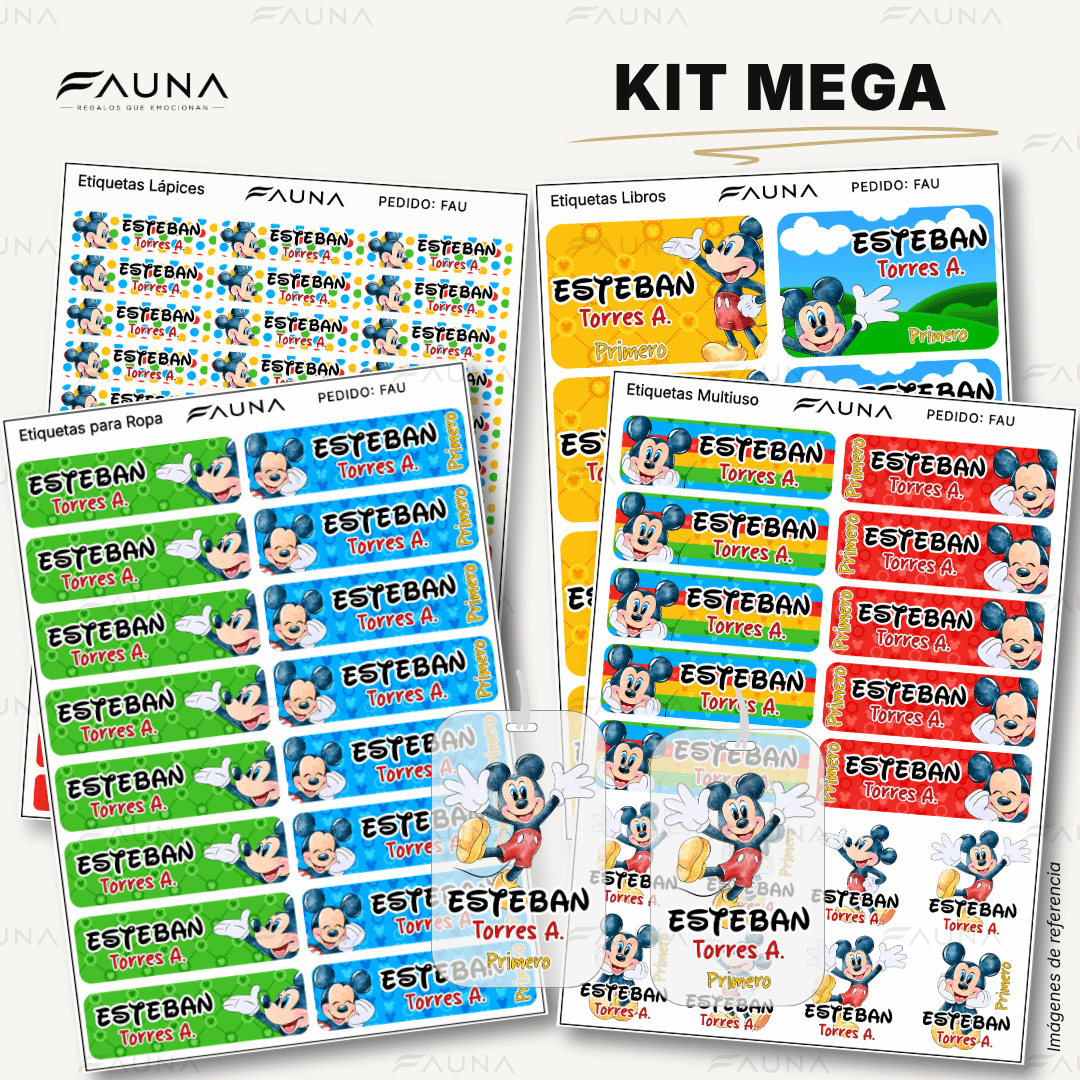 Ratón Clásico 🐭 - Etiquetas Escolares Premium Personalizadas