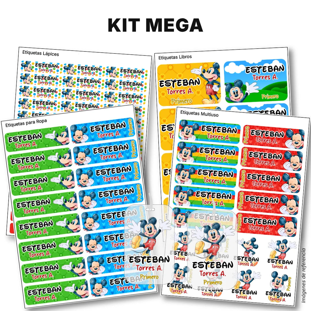 Ratón Clásico – Etiquetas Escolares Personalizadas