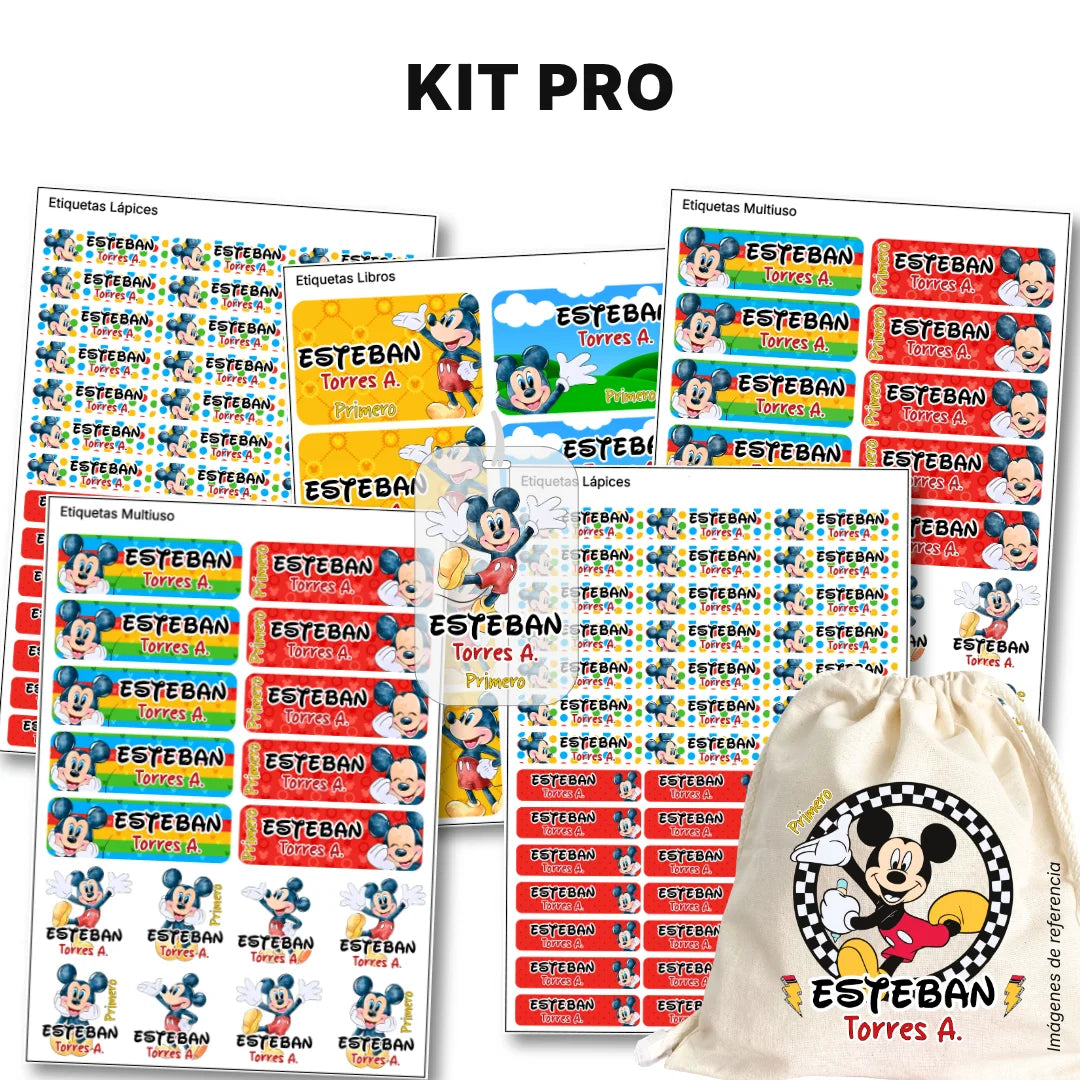 Ratón Clásico – Etiquetas Escolares Personalizadas