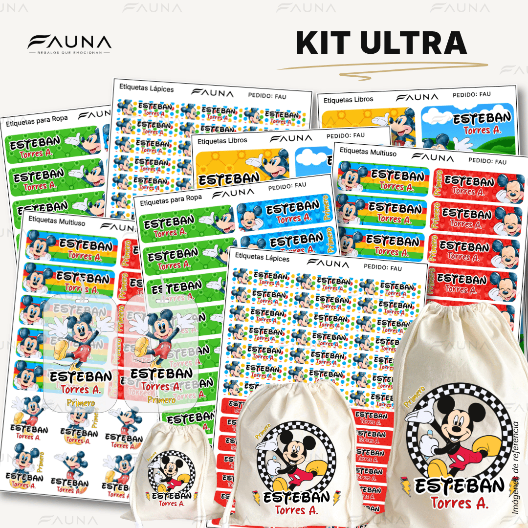 Ratón Clásico 🐭 - Etiquetas Escolares Premium Personalizadas