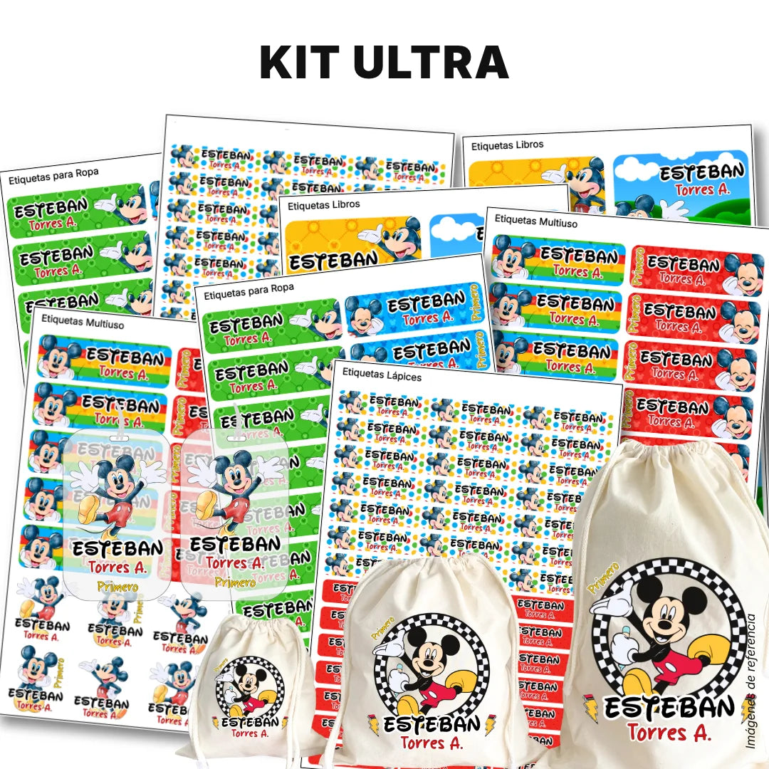 Ratón Clásico – Etiquetas Escolares Personalizadas