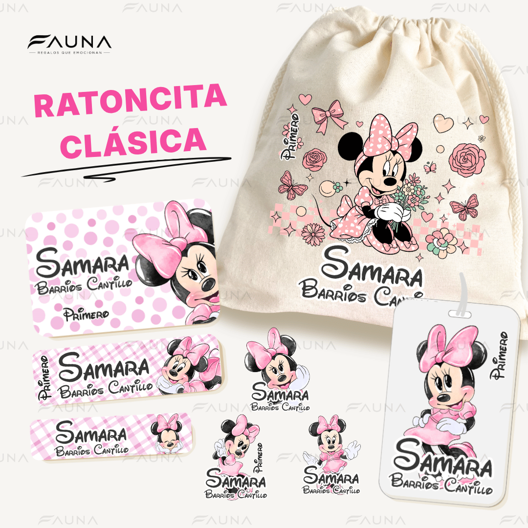 Ratoncita Clásica – Etiquetas Escolares Personalizadas