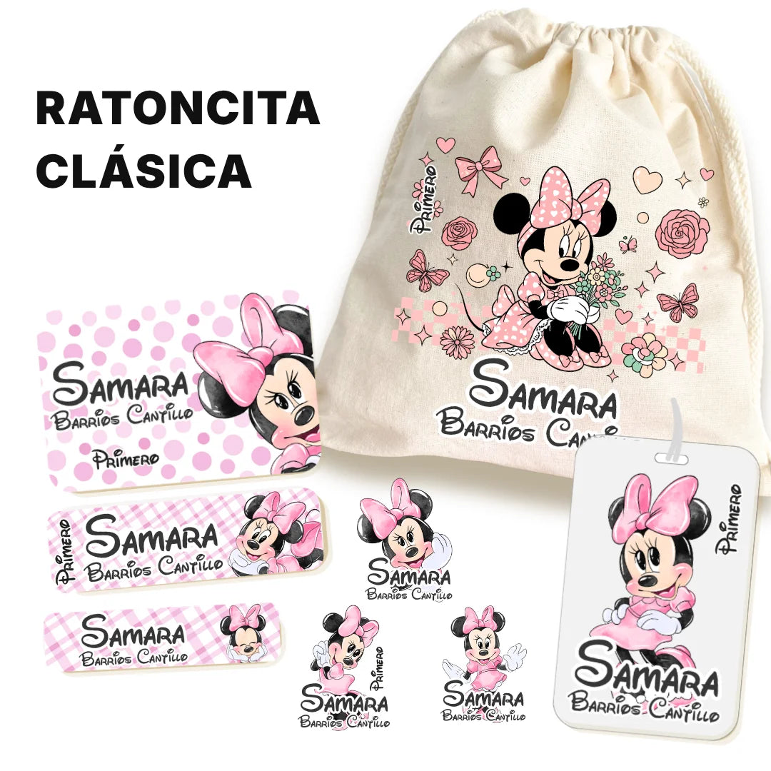 Ratoncita Clásica – Etiquetas Escolares Personalizadas