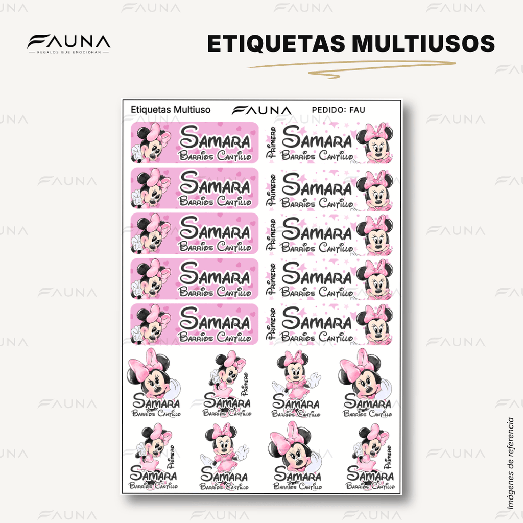 Ratoncita Clásica 🎀 - Etiquetas Escolares Premium Personalizadas