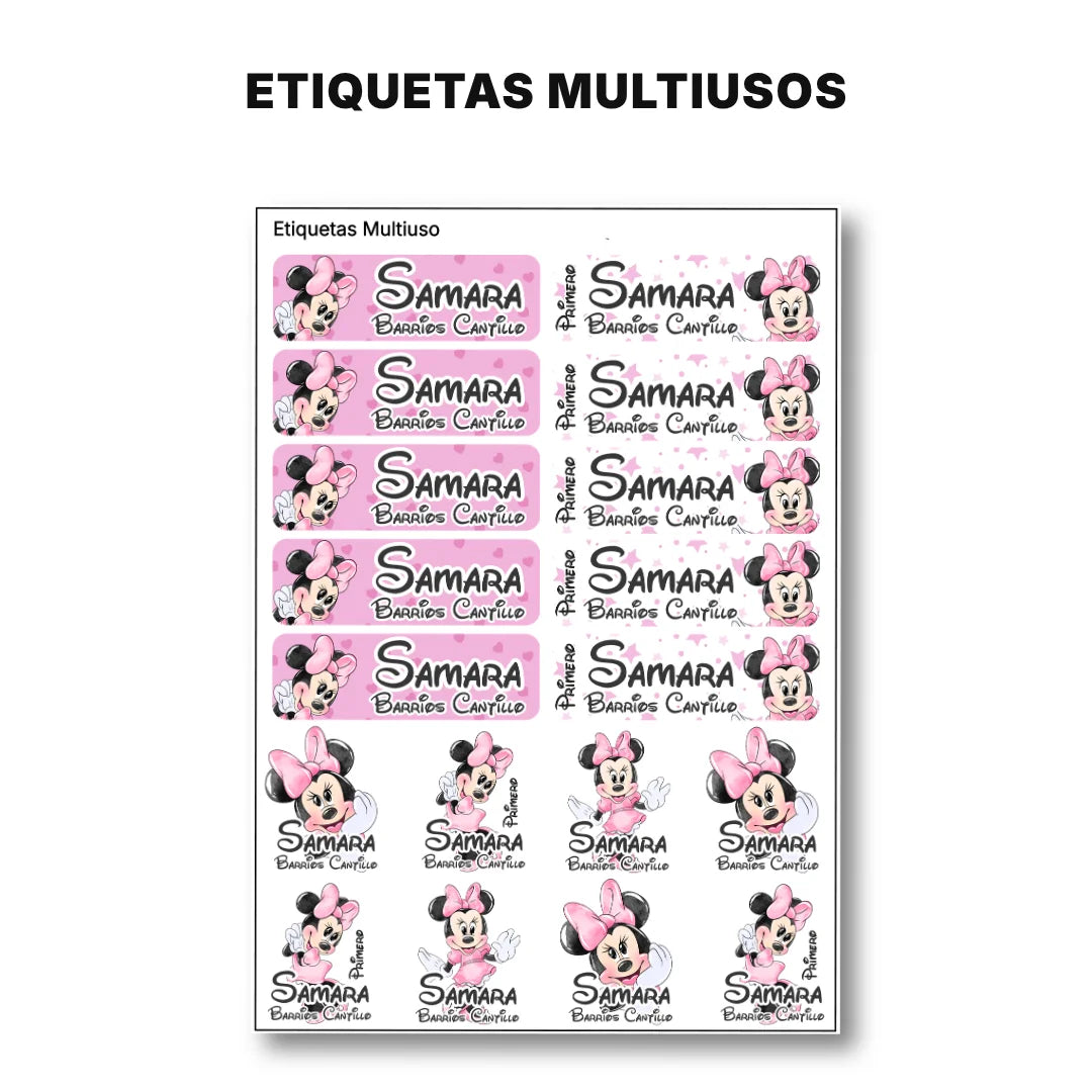 Ratoncita Clásica – Etiquetas Escolares Personalizadas