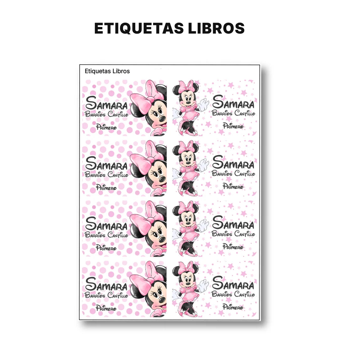 Ratoncita Clásica – Etiquetas Escolares Personalizadas