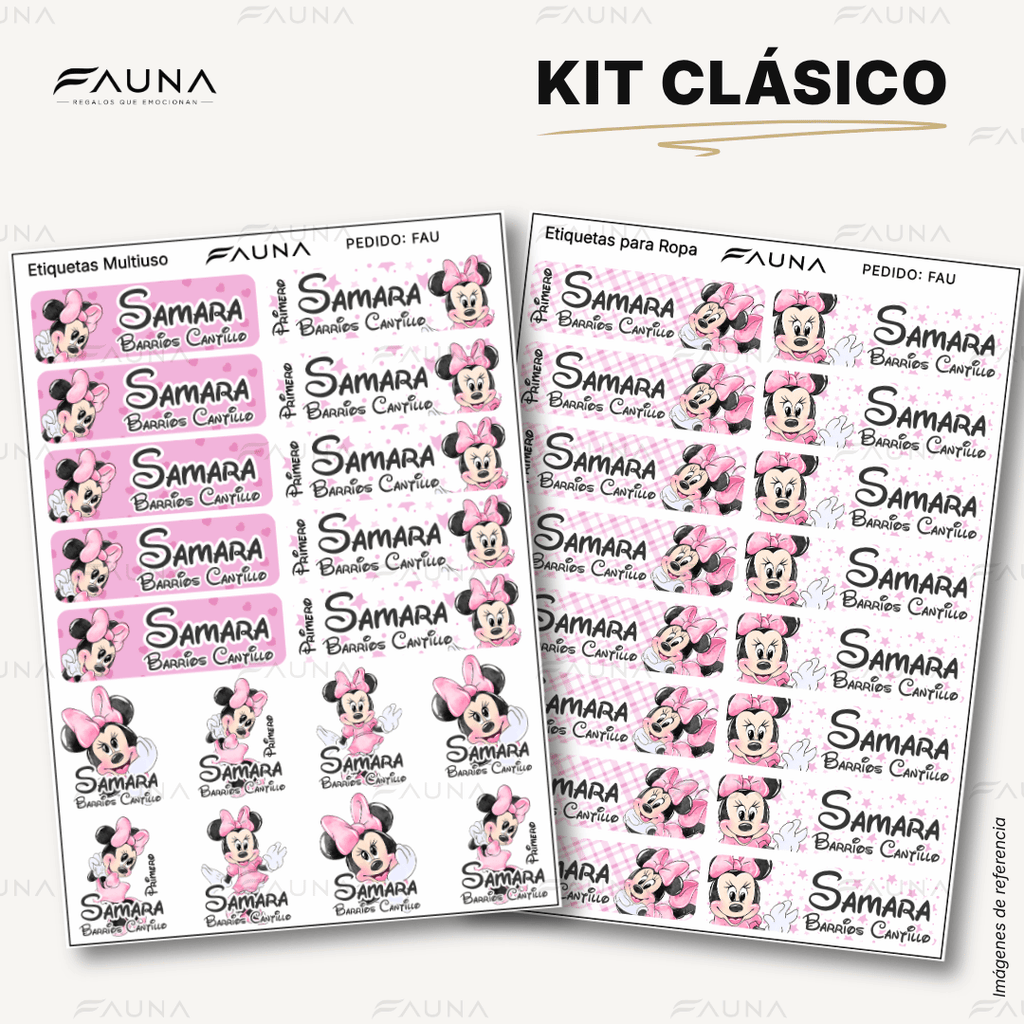 Ratoncita Clásica 🎀 - Etiquetas Escolares Premium Personalizadas