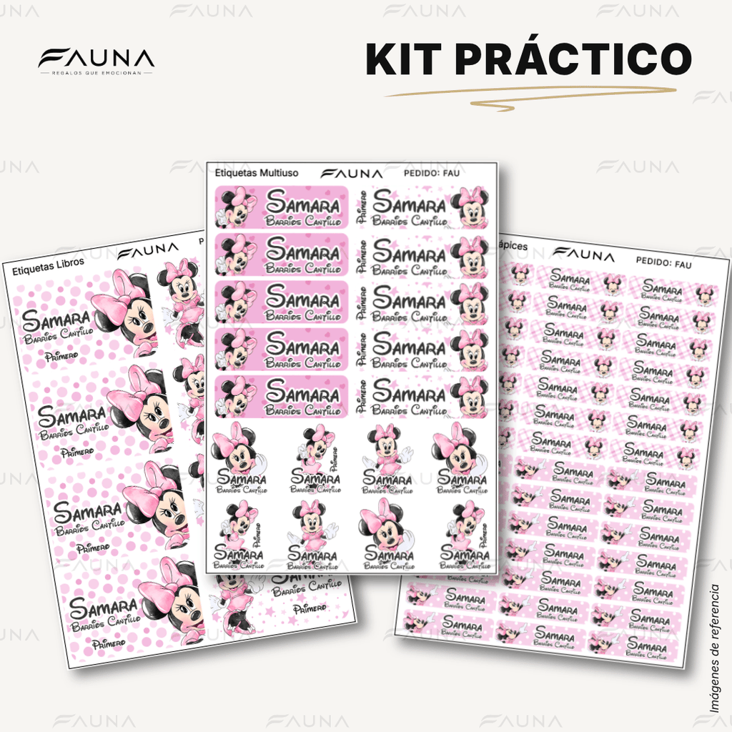 Ratoncita Clásica 🎀 - Etiquetas Escolares Premium Personalizadas