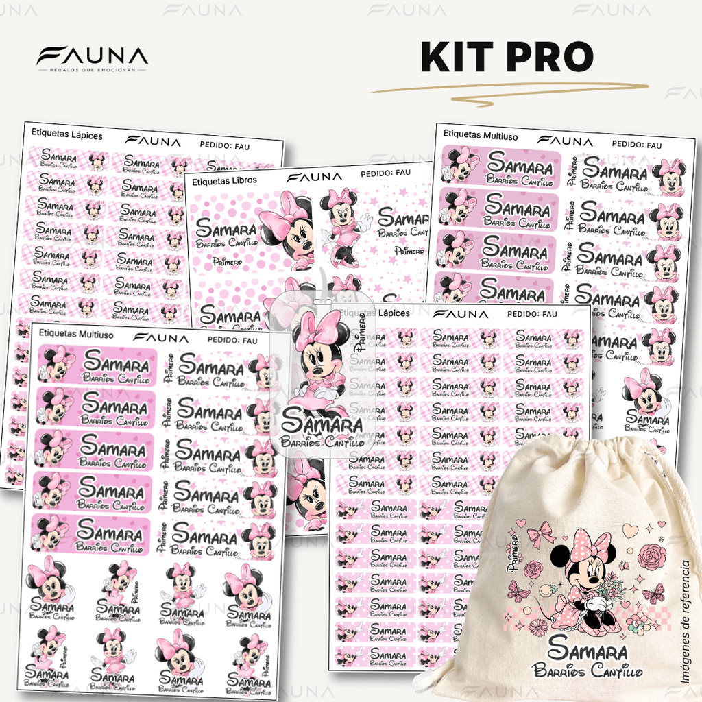 Ratoncita Clásica 🎀 - Etiquetas Escolares Premium Personalizadas