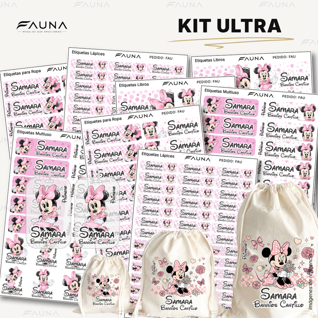 Ratoncita Clásica 🎀 - Etiquetas Escolares Premium Personalizadas