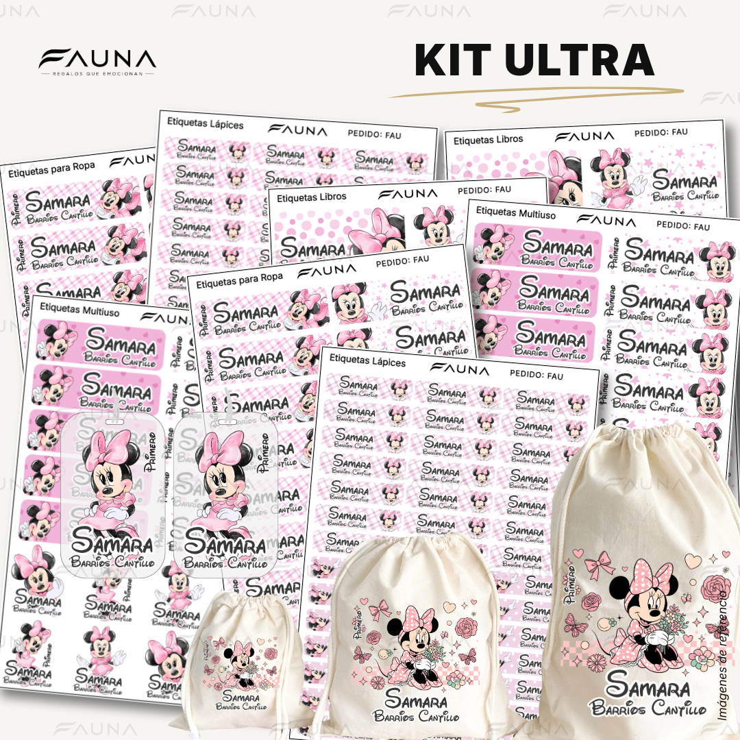 Ratoncita Clásica 🎀 - Etiquetas Escolares Premium Personalizadas