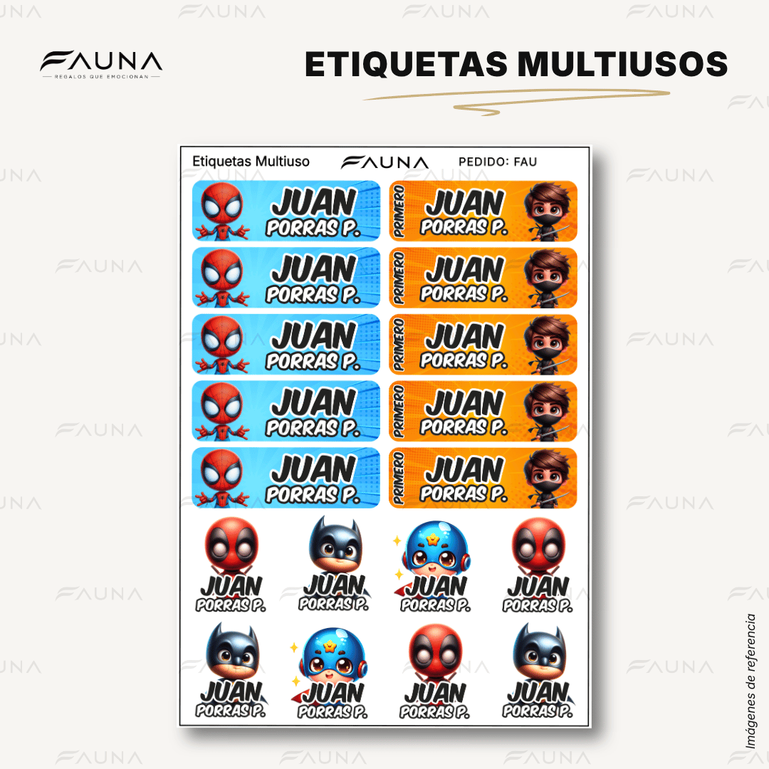 Superhéroes Niño 🦸‍♂️ - Etiquetas Escolares Premium Personalizadas