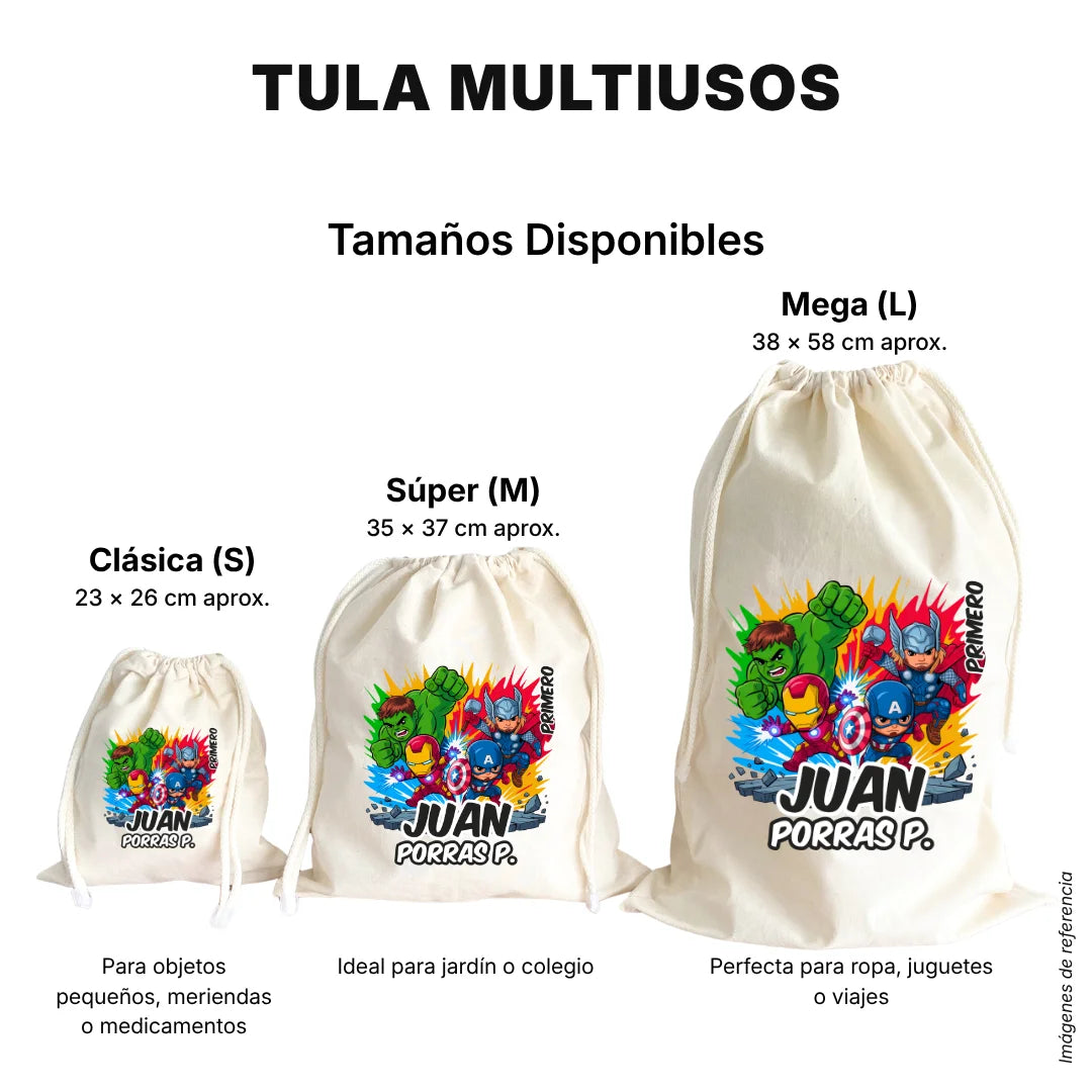 Superhéroes Niño – Tula Multiusos Personalizada
