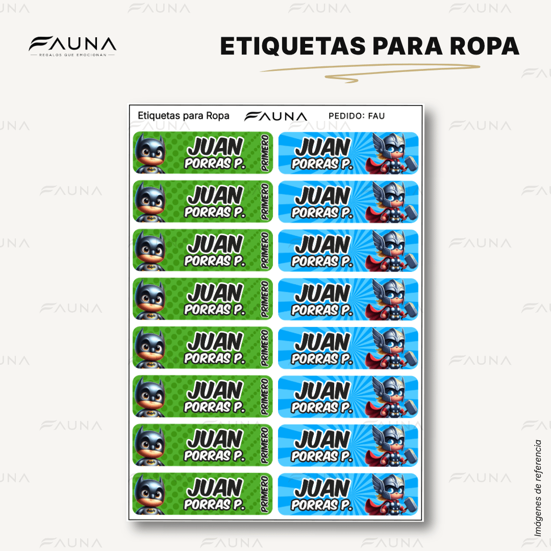 Superhéroes Niño 🦸‍♂️ - Etiquetas Escolares Premium Personalizadas